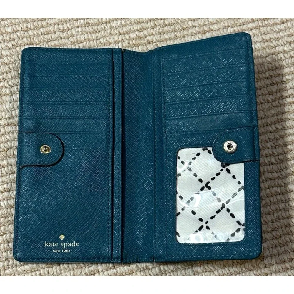 Kate Spade Bifold Wallet Hunter Green Classic Iconic card holder